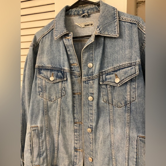 Topshop MOTO Light Blue Denim Jean Jacket RUNS BIG - Picture 2 of 5